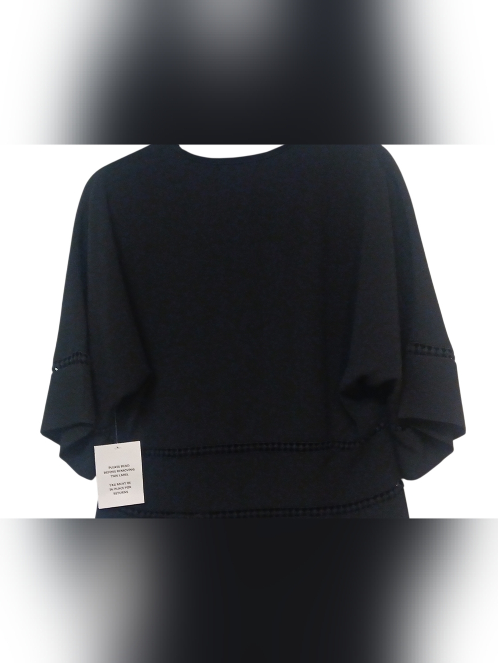 Maette - NWT, Black V-Neck Blouse, Embroidered Embellishments, Short Sleeves,... - Picture 8 of 10